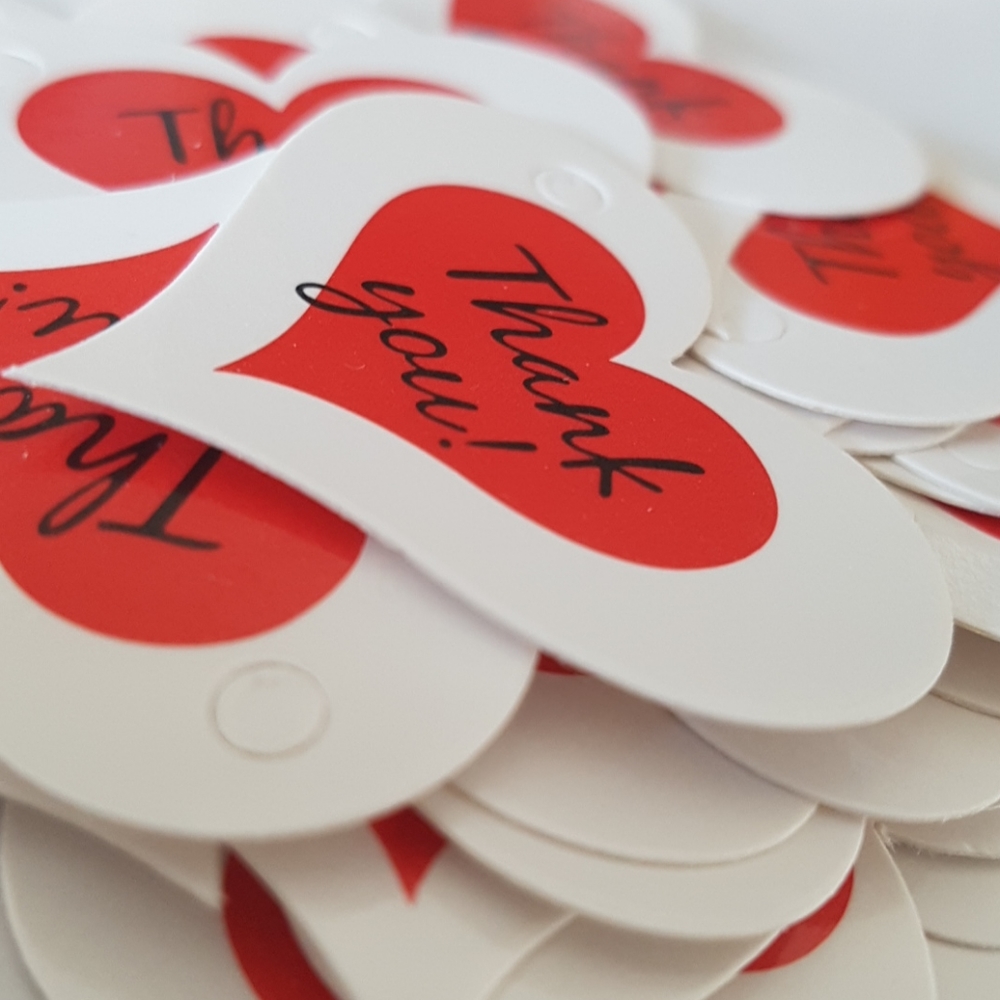 25 pcs Heart Tags 1.5"X1.25"in